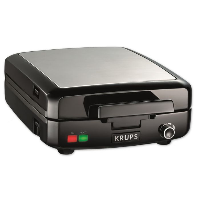Krups® 4-Slice Belgian Waffle Maker in Black/Grey | Bed Bath & Beyond