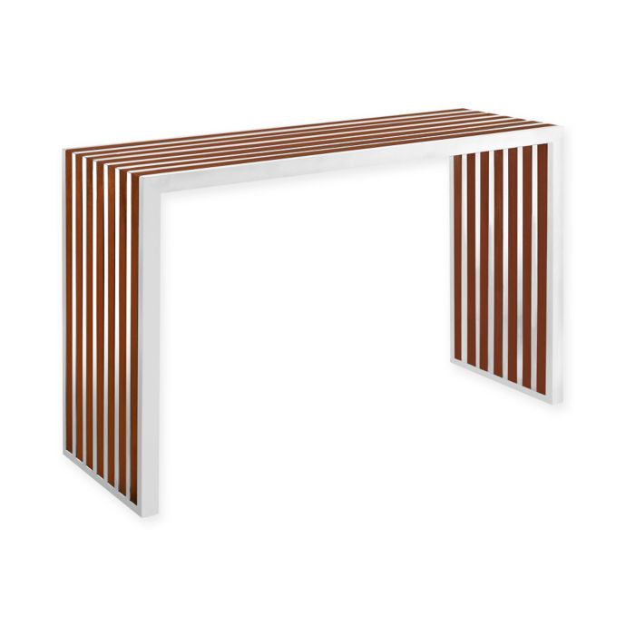 Modway Gridiron Wood Inlay Console Table in Walnut Bed Bath & Beyond
