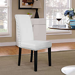 Modway Parcel Vinyl Dining Side Chair in White