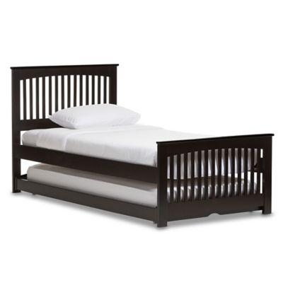 white twin bed frame with trundle