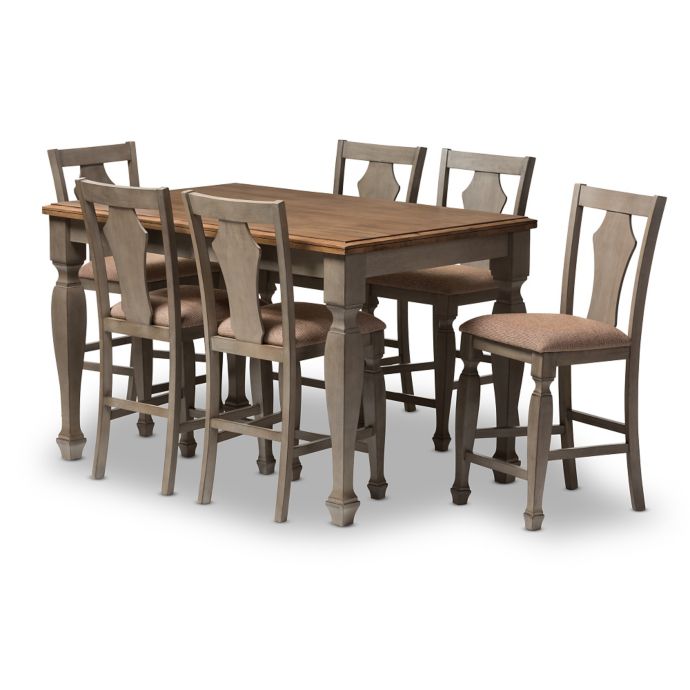 Arianna Wood 7-Piece Dining Set in Grey/Brown | Bed Bath & Beyond
