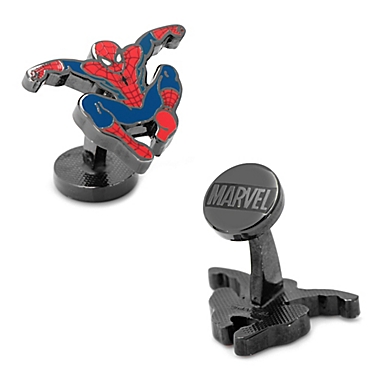 Marvel&reg; Spider-Man Black-Plated Transparent Enamel Cufflinks. View a larger version of this product image.