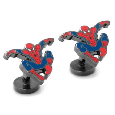 Marvel&reg; Spider-Man Black-Plated Transparent Enamel Cufflinks. View a larger version of this product image.