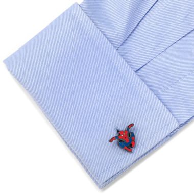 Marvel&reg; Spider-Man Black-Plated Transparent Enamel Cufflinks. View a larger version of this product image.