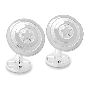 Marvel&reg; 3D Captain America Shield Sterling Silver Cufflinks. View a larger version of this product image.