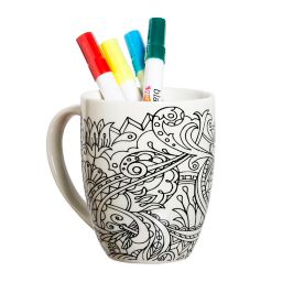 Floral Accented Coloring Mug