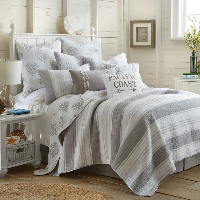 Levtex Home Nantucket Reversible Quilt Set in Grey | Bed ...