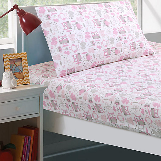 Alternate image 1 for Levtex Home Gillian Owl Full Sheet Set in Pink/Grey