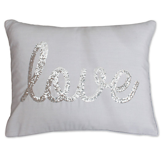 Alternate image 1 for Thro by Marlo Lorenz Love Sequin Pillow in Vapor Silver