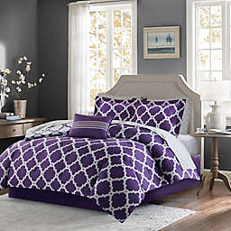 Madison Park Essentials Merritt 9-Piece Reversible Queen Comforter Set in Purple/Grey