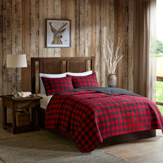 Woolrich Check Reversible Quilt Set In Red Black Bed Bath