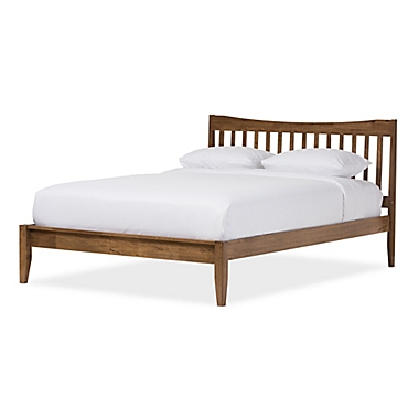 Edeline Slatted King Platform Bed in Walnut. View a larger version of this product image.