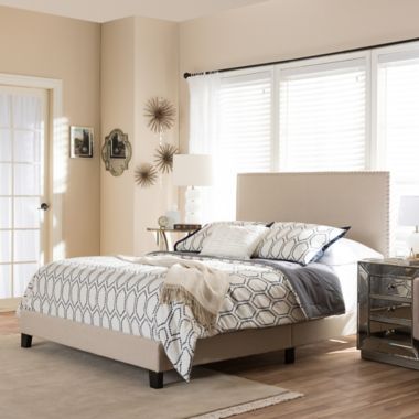 Baxton Ramon Linen Platform Queen Bed. View a larger version of this product image.