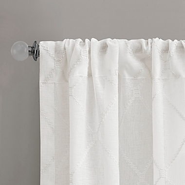 Madison Park Irina 84-Inch Rod Pocket Sheer Window Curtain Panel in White (Single). View a larger version of this product image.