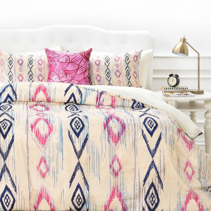 Deny Designs Rosebudstudio Boho Mama Duvet Cover In Pink Navy