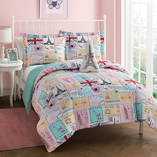 Alternate image 1 for Bonjour Reversible Comforter Set in Pink/Spa