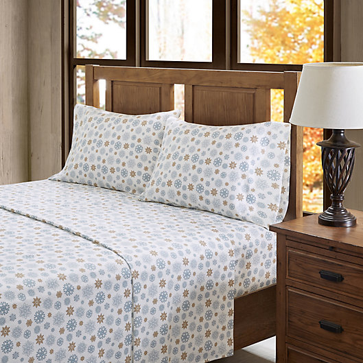 Alternate image 1 for True North by Sleep Philosophy Cozy Flannel Full Sheet Set in Tan/Blue
