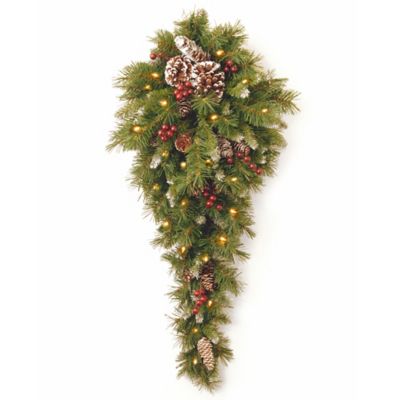National Tree Frosted Berry 3-Foot Teardrop with White LED Lights