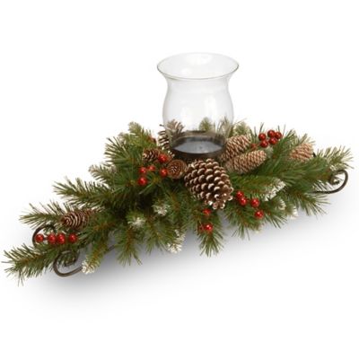 National Tree Frosted Berry 30-Inch Centerpiece and Single Candle Holder