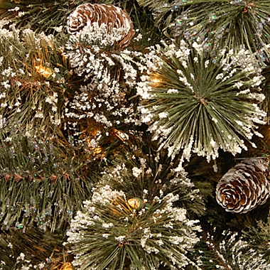 National Tree Company Glittery Bristle Pine Pre-Lit Oval Wreath with Warm White Lights. View a larger version of this product image.