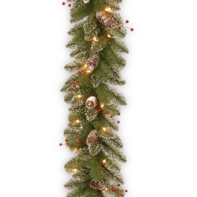 National Tree 9-Foot x 10-Inch Glittery Pre-Lit Mountain Spruce Garland