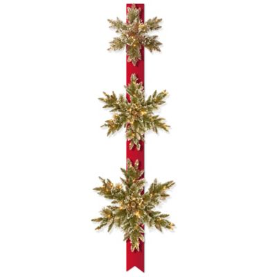 National Tree Company Set of 3 Pre-Lit Glittery Bristle Pine Snowflake with LED lights