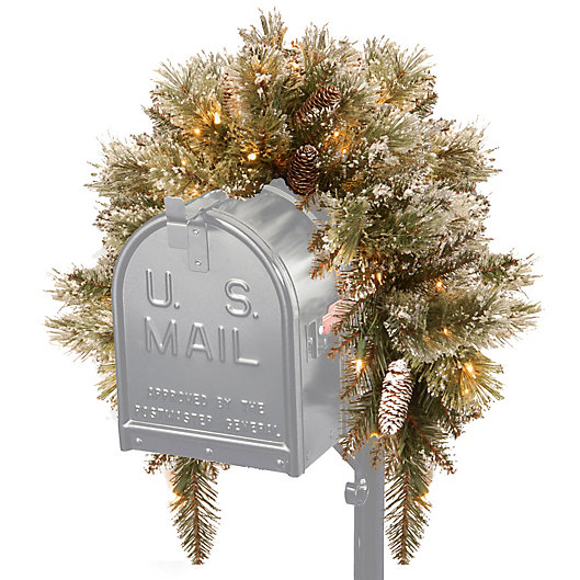 Alternate image 1 for National Tree Company 3-Foot Pre-Lit Glittery Bristle Pine Mailbox Swag with LED Lights