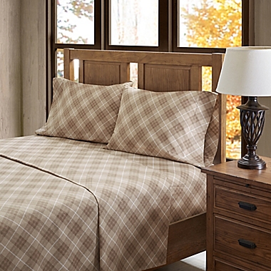 True North by Sleep Philosophy Inverness Angle Flannel Queen Sheet Set in Tan. View a larger version of this product image.