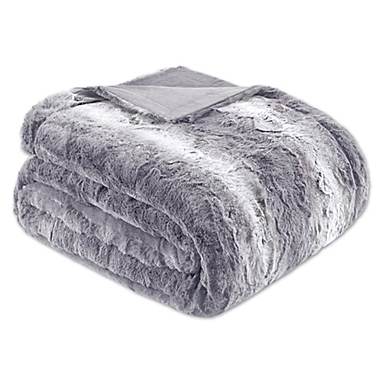 Madison Park&reg; Zuri Faux Fur Oversized Bed Throw Blanket in Grey. View a larger version of this product image.