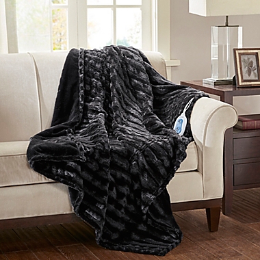 Beautyrest Heated Throw Blanket in Black. View a larger version of this product image.