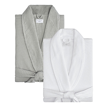 Kassatex Large/Extra-Large Hotel Terry Bathrobe in Grey. View a larger version of this product image.