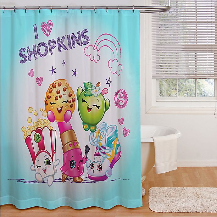 shopkins "i love shopkins" shower curtain | bed bath & beyond