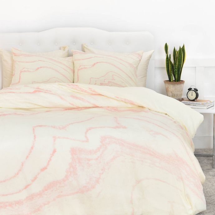 Deny Designs Rebecca Allen Blush Marble Duvet Cover In Pink Bed