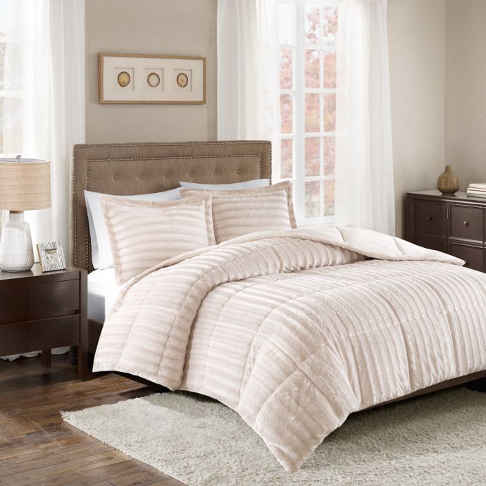 Madison Park Duke Faux Fur 3 Piece Comforter Set Bed Bath Beyond