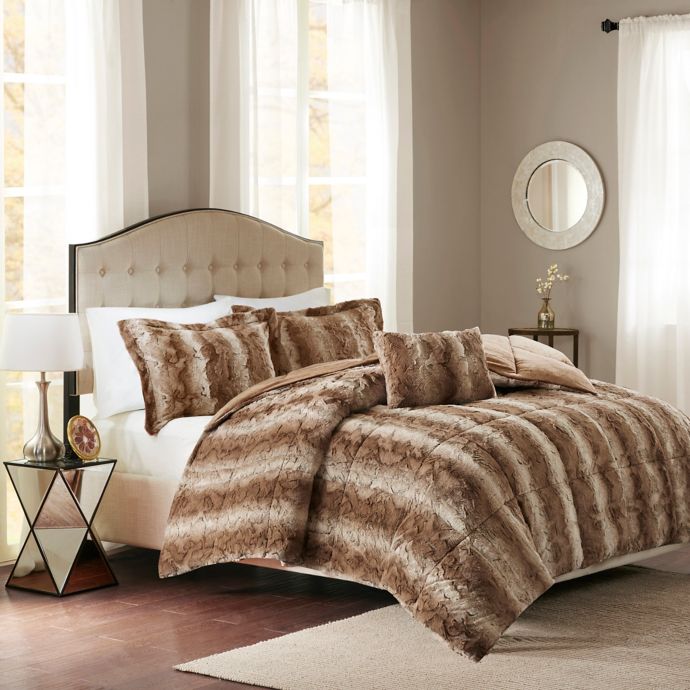 Madison Park Zuri Faux Fur 4 Piece Comforter Set Bed Bath Beyond