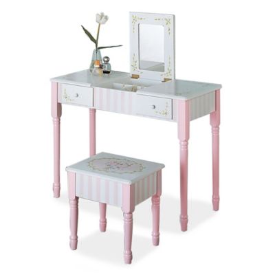 gisele vanity table and stool set with mirror