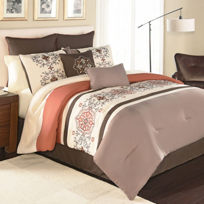 Yasmine Spice Embroidered Comforter Set Bed Bath Beyond