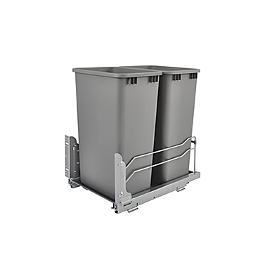 Rev-A-Shelf&reg; Double 50 Qt. Pull-Out Waste Container with Soft-Close Slides in Silver. View a larger version of this product image.