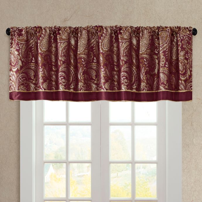 Madison Park Aubrey Window Valance in Burgundy Bed Bath and Beyond Canada