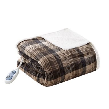 Woolrich Tasha Mink/Berber Heated Throw Blanket in Brown. View a larger version of this product image.