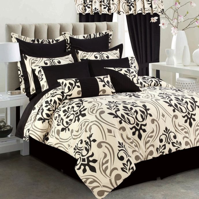 Tribeca Living Prague 12-Piece Comforter Set in Black ...