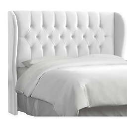 Skyline Furniture Sydney Tufted Wingback Queen Headboard in White