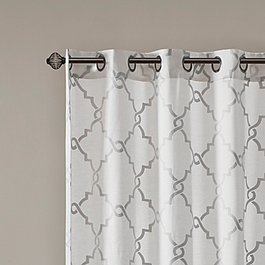 Madison Park Saratoga 84-Inch Grommet Top Window Curtain Panel in Ivory/Silver (Single). View a larger version of this product image.