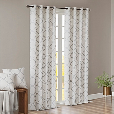 Madison Park Saratoga 84-Inch Grommet Top Window Curtain Panel in Ivory/Silver (Single). View a larger version of this product image.