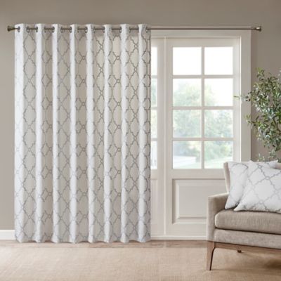Madison Park Saratoga 84-Inch Grommet Top Patio Door Curtain Panel in Ivory/Silver (Single)