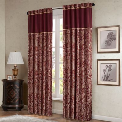 Madison Park Aubrey 84 Inch Window Curtain Panels In Burgundy Set Of 2 Bed Bath Beyond