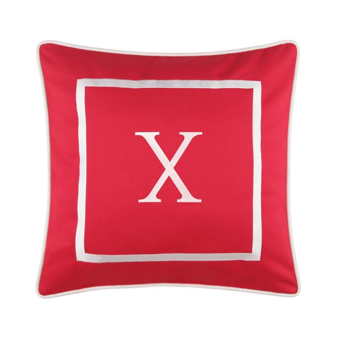 Monogram 17Inch Outdoor Pillow in Salsa Bed Bath & Beyond
