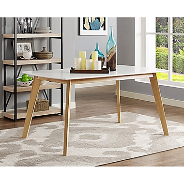 Forest Gate Lisa Mid-Century Modern Dining Table in White/Natural. View a larger version of this product image.
