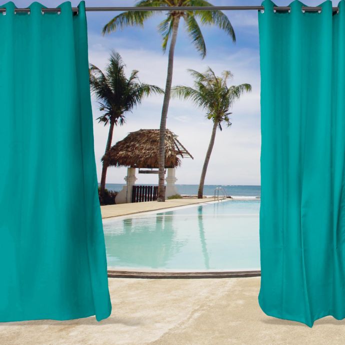 Sunbrella Canvas Grommet Top Indoor Outdoor Curtain Panel Bed