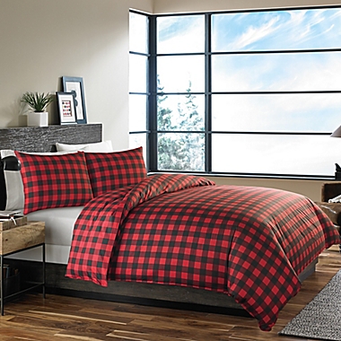 Eddie Bauer&reg; Mountain Plaid Duvet Cover Set in Red. View a larger version of this product image.